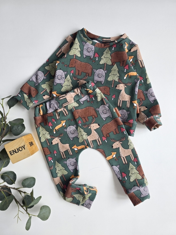Dziki Las – modny zestaw dziecięcy z autorskim printem, rozmiary 56–152