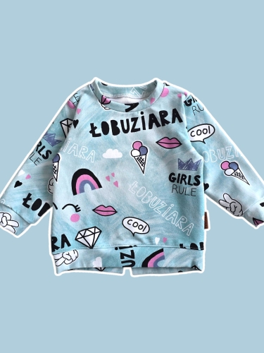 bluza dziewczęca Łobuziara z nadrukiem miętowa