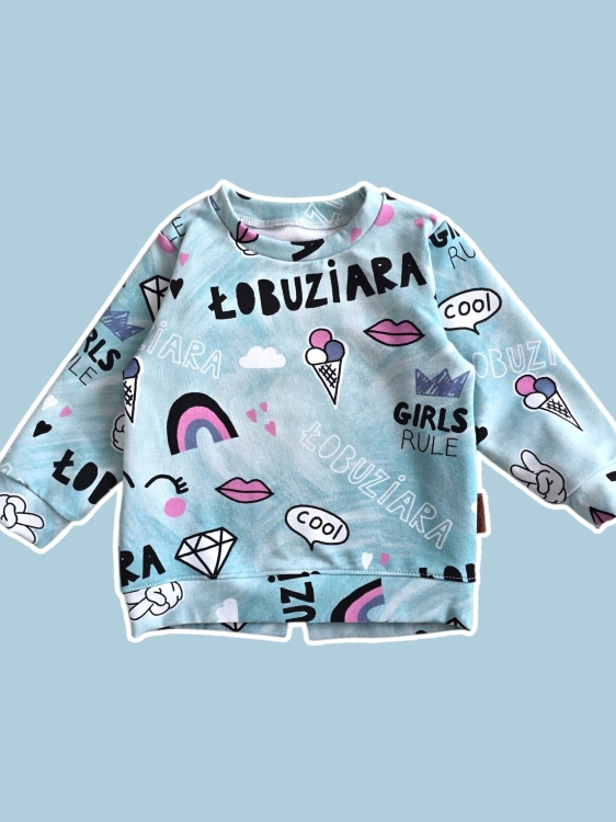 bluza dziewczęca Łobuziara z nadrukiem miętowa