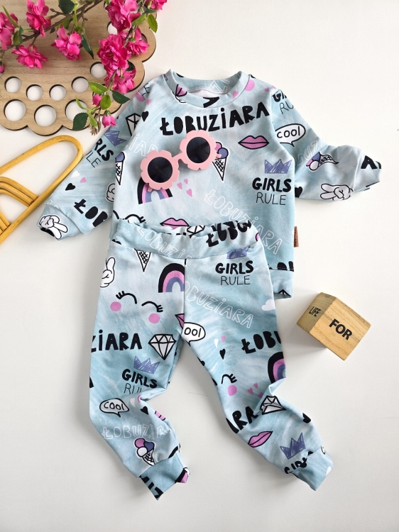 zestaw dziewczęcy bluza i legginsy Łobuziara miętowy