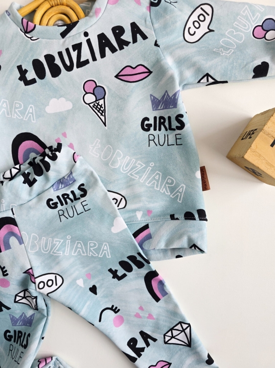 komplet na co dzień dla dziecka z dzianiny bawełnianej. bluza i legginsy dziecięce z dzianiny z certyfikatem Oeko-Tex