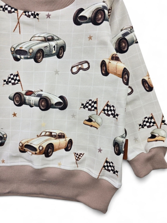 Bluza dziecięca z długim rękawem i beżowymi ściągaczami Retro Race