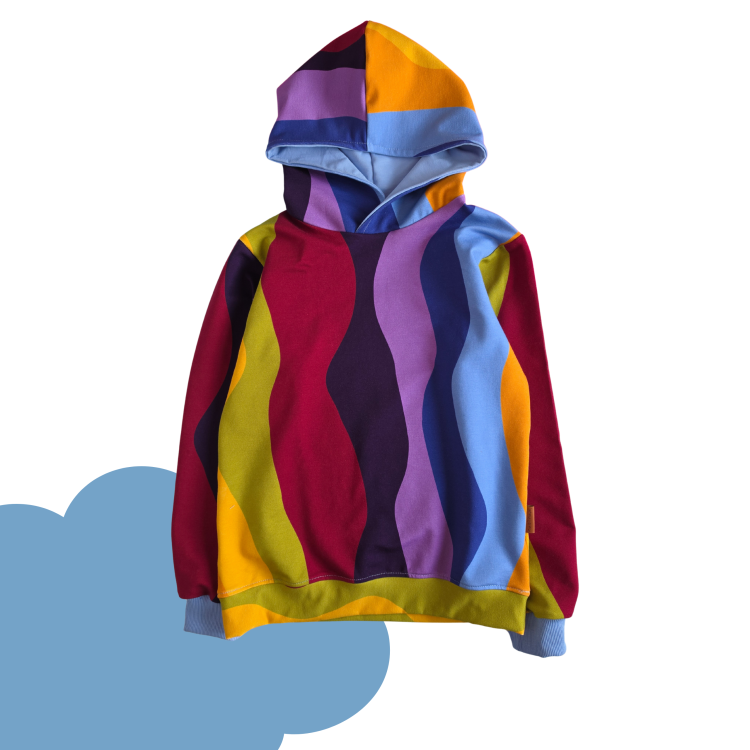 Kolorowa bluza dresowa dziecięca MatiMade w faliste wzory - bluza z kapturem lub bez