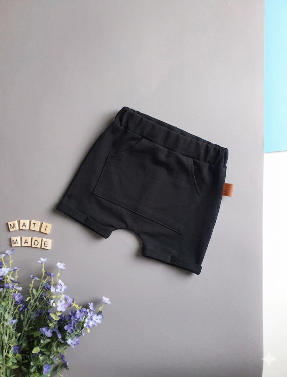 Szorty czarne klasyczne basic dla chłopca i dziewczynki