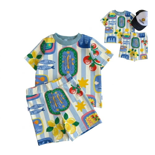 Zestaw letni szorty i bluzka w uroczy wzór sardynki